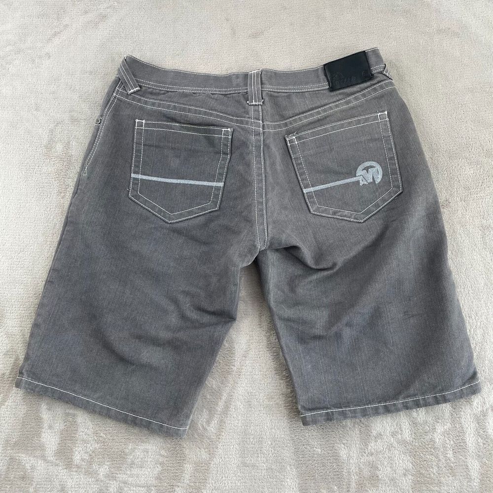 Vintage MECCA Jean Shorts Men 38 (Fits 34x13) Grey Wide Leg‎ Baggy Grunge Y2K
